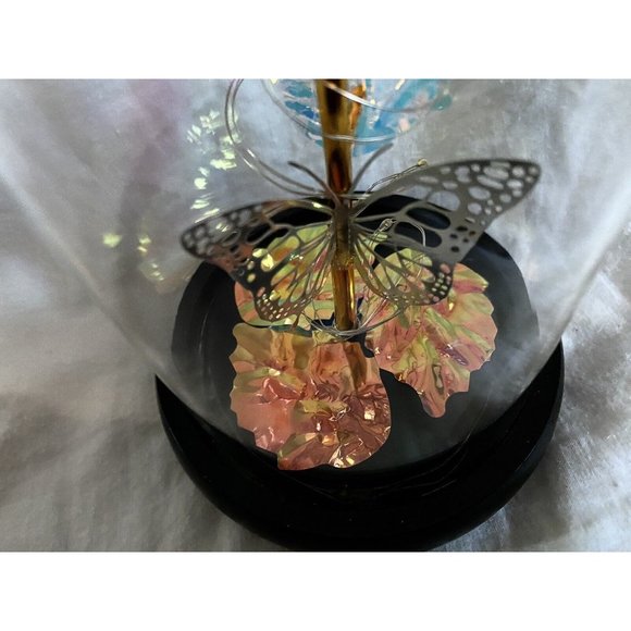 Eternal Rose In Dome With Fairy Lights Batteries Included Best Wishes Boxed Gift - Picture 6 of 11